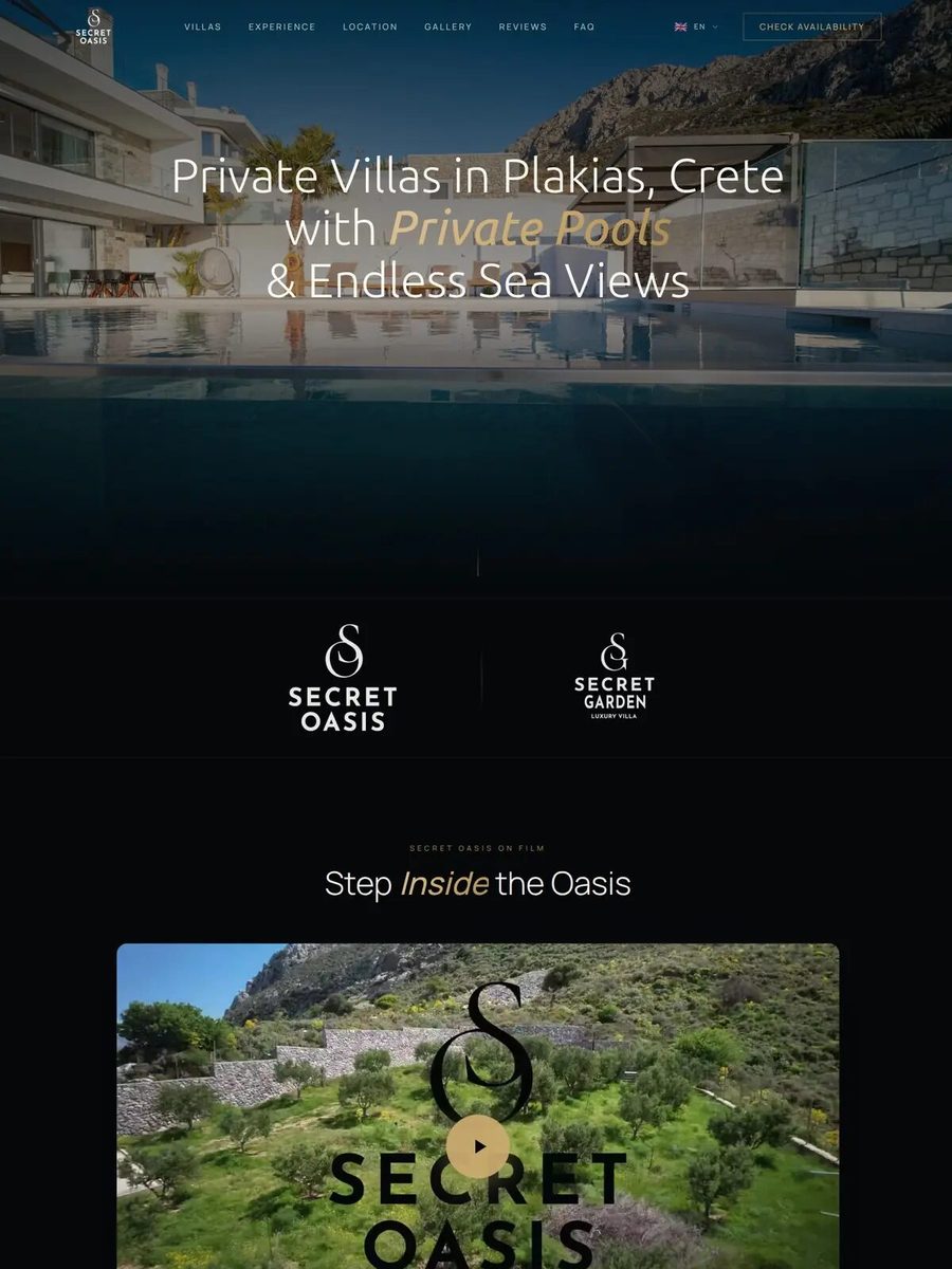 Von Digimedion gestaltete Website – Secret Oasis Villas