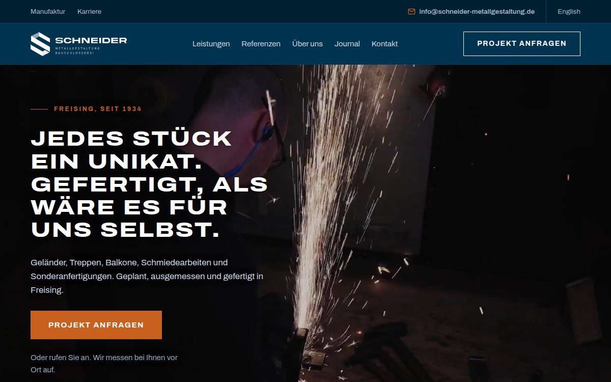 Schneider Metallbau – Website von Digimedion